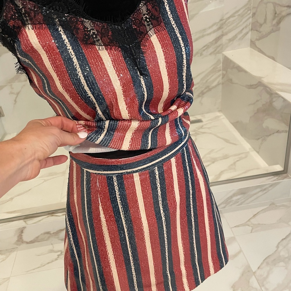zara 2 piece sequin skirt set